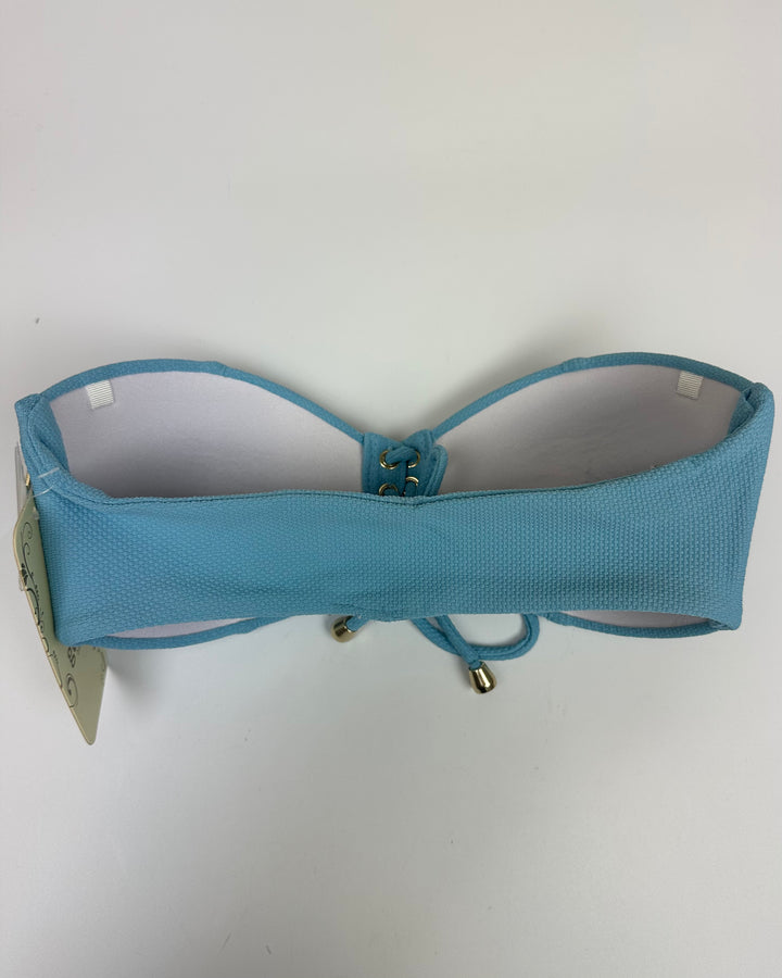 Sky Blue Textured Convertible Bikini Top - Size S, L