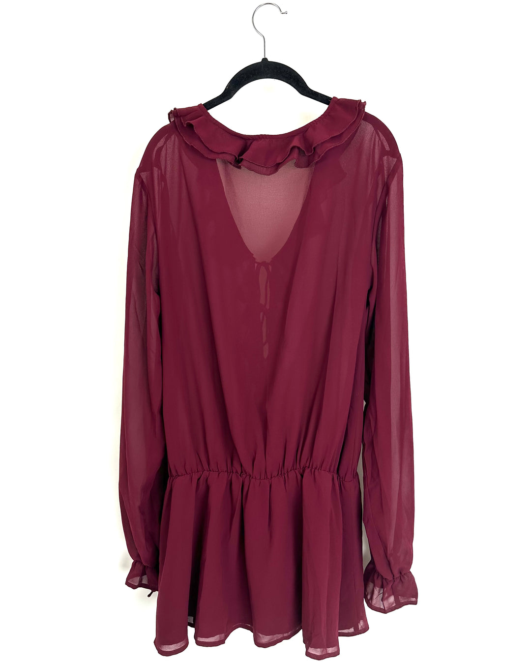 White Fox Maroon Sheer Dress - Small