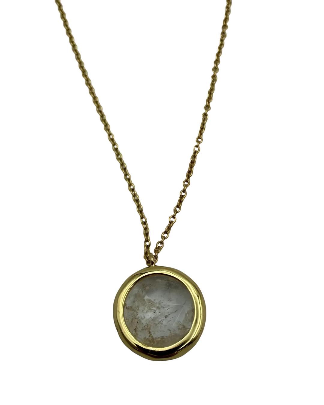 Gold Chain Necklace with White Stones