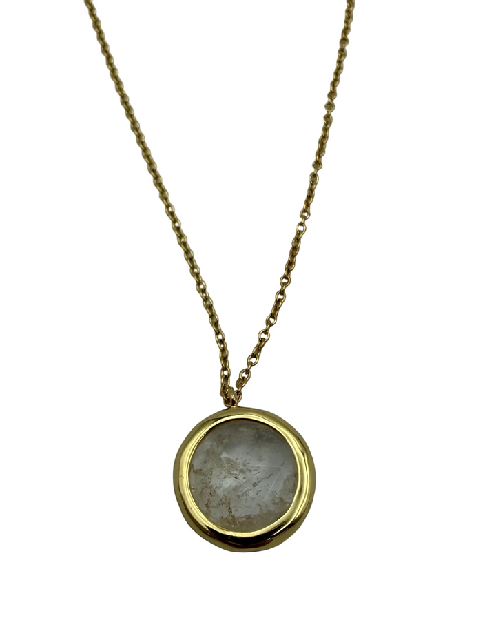 Gold Chain Necklace with White Stones