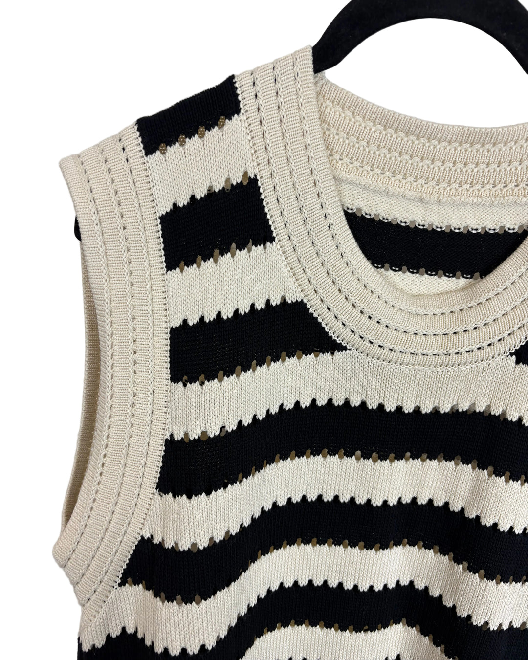 Black and Cream Striped Knit Dress - Size 4/6