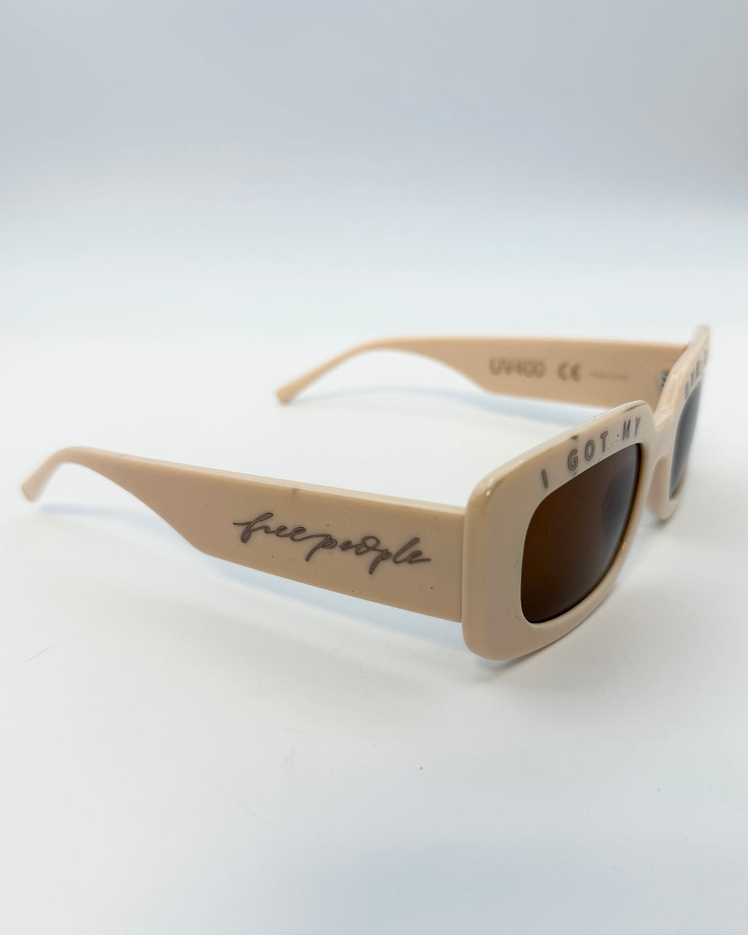 "I got my eye on you" Light Peach Rectangle Sunglasses