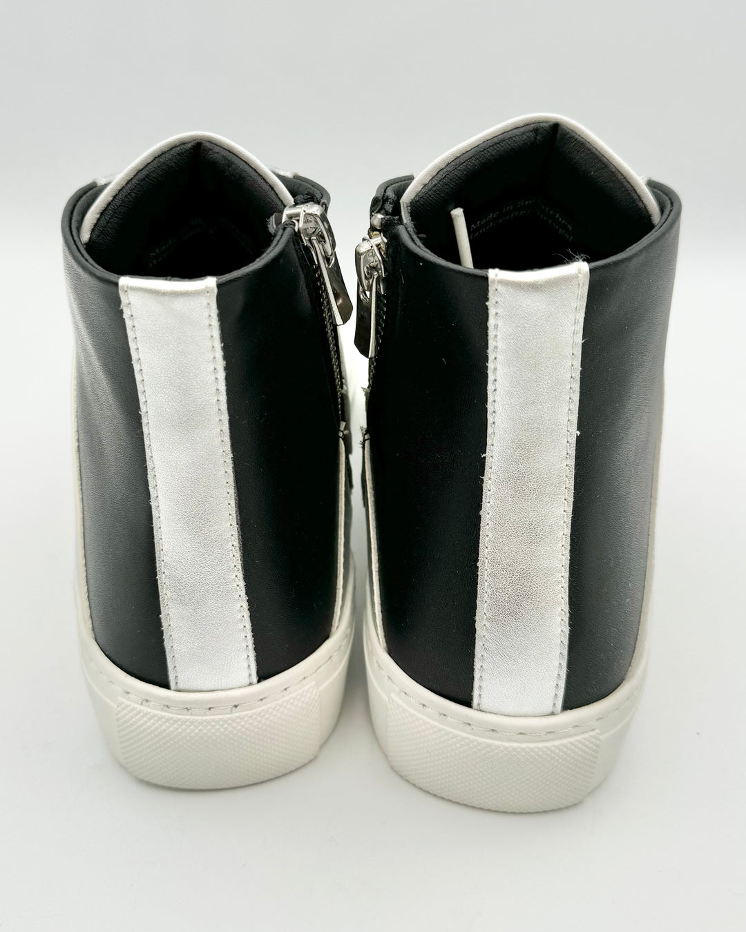 Black And White Leather High Top Sneakers - Size 6 and 8