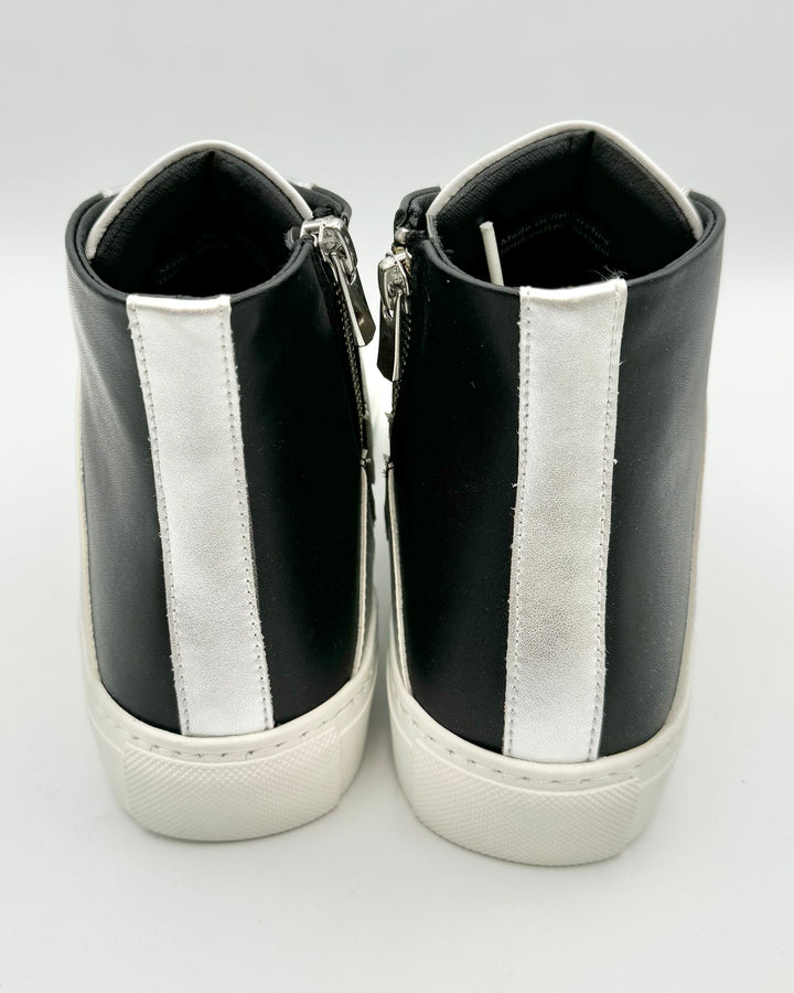 Black And White Leather High Top Sneakers - Size 6 and 8