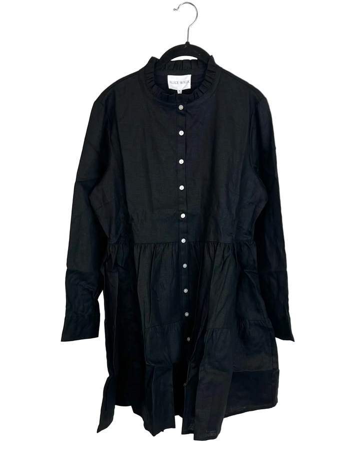 Midnight Black Linen Dress - XS, S, M, L, XL