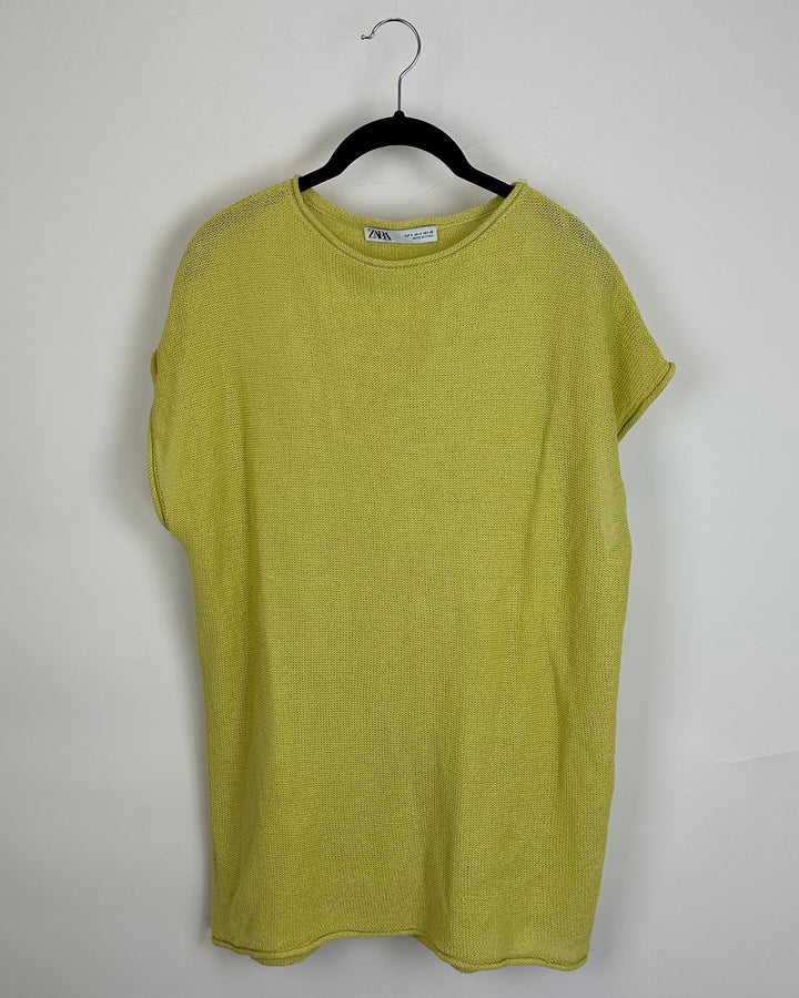 Zara Yellow Knit Top - Oversized Small