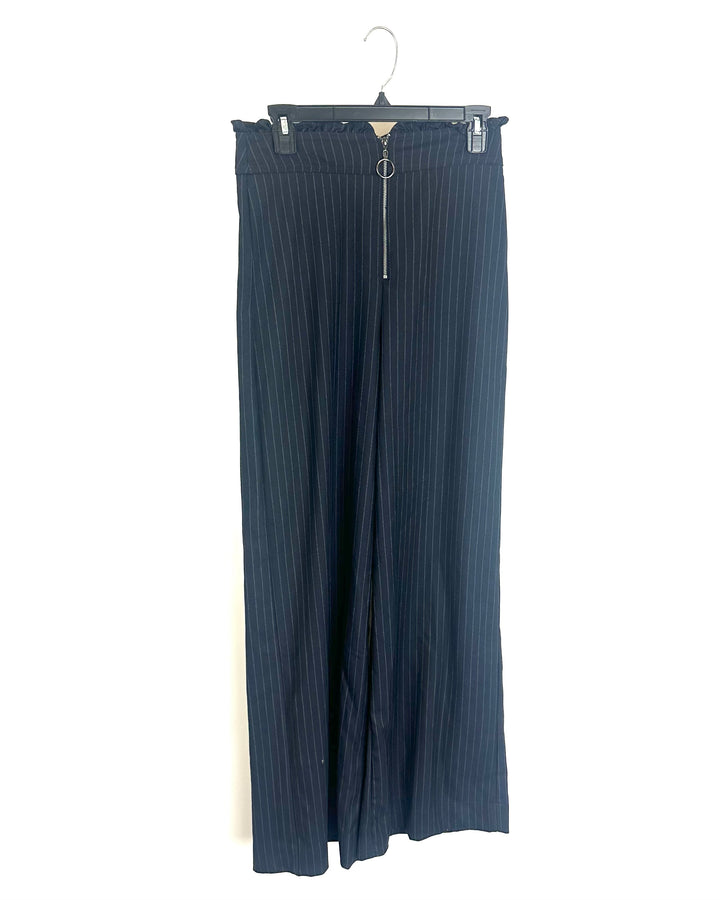 Navy Pinstripe Straight Leg Pants - Size 0/2