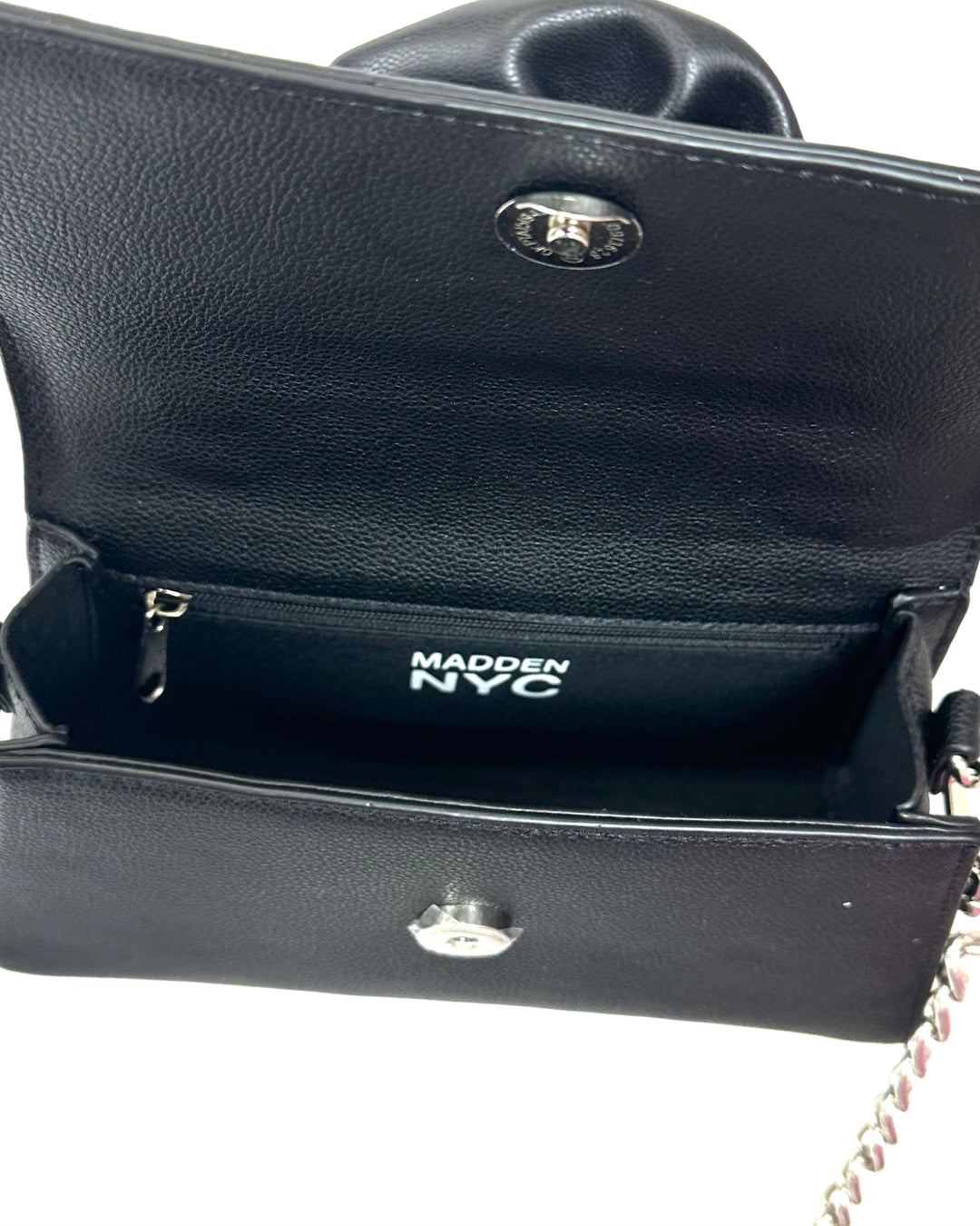 Black Leather Bag With 3D Flower