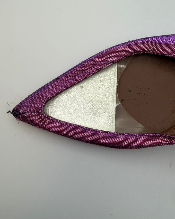 Textured Metallic Pink and White Heels - Size 40