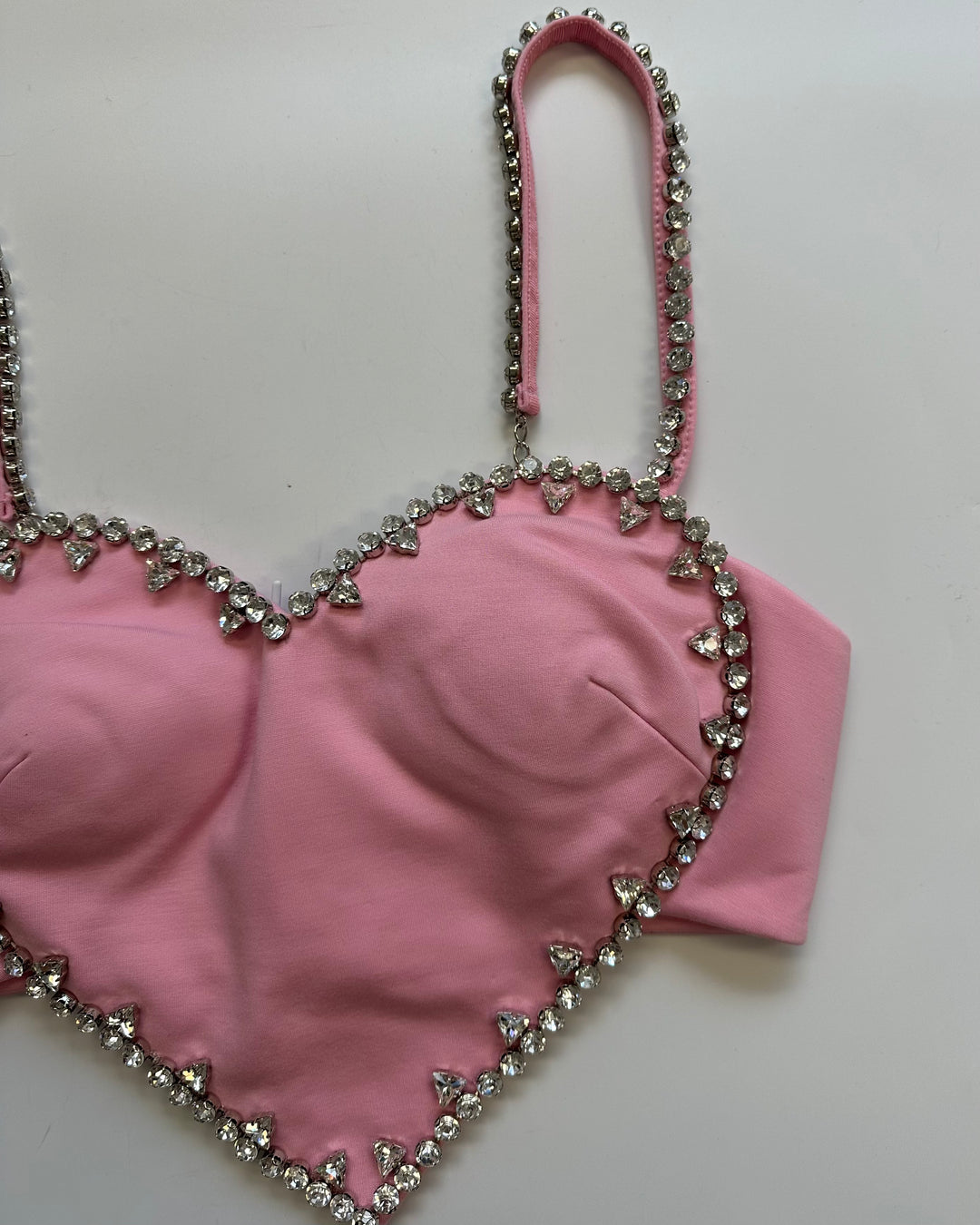 Pink Heart Gem Stone Crop Top - Extra Small