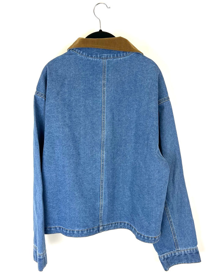 Denim Jacket With Corduroy Collar - Medium