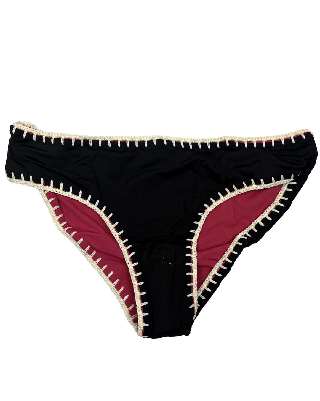 Raspberry Pink and Black Reversible Crochet Classic Bikini Bottom - L, XL