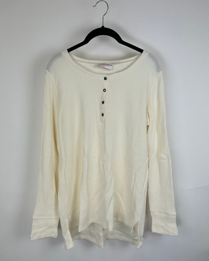 Cream Waffle Knit Long Sleeve - Size 6/8
