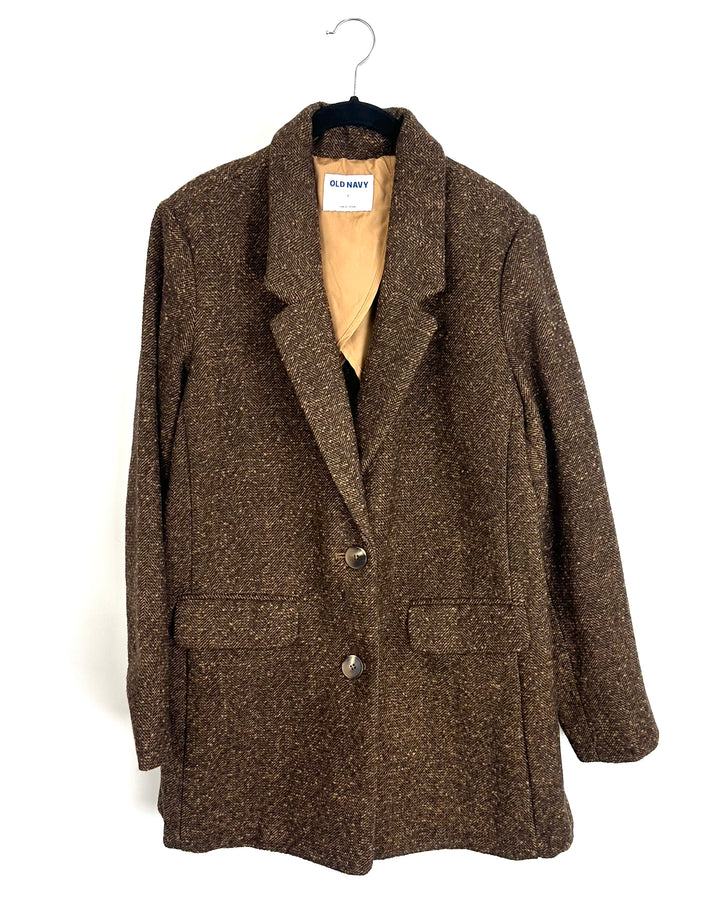 Old Navy Brown Tweed Coat - Large