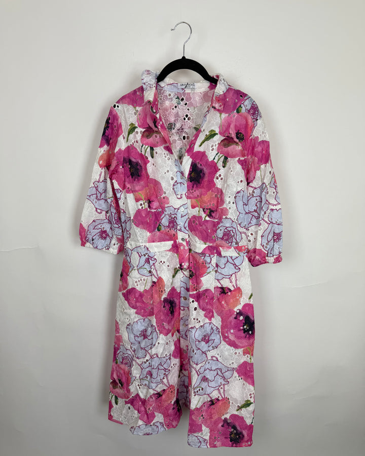 Pink Eyelet Floral Dress - Size 2/4