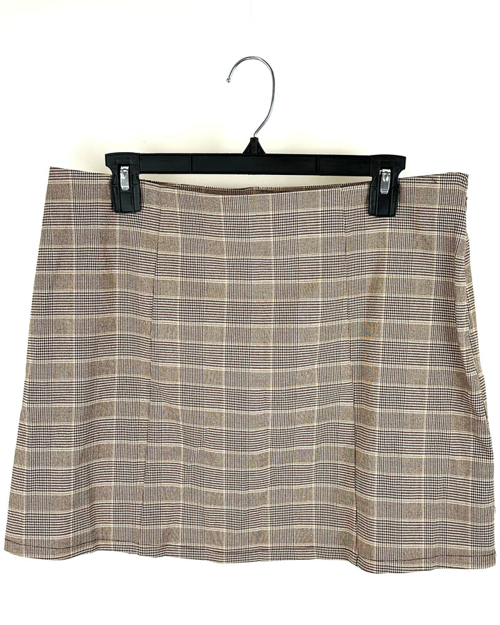 Tan Plaid Skirt - Medium and Extra Large