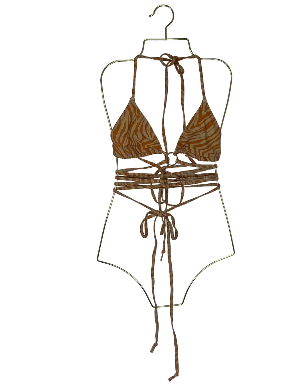 Orange Animal Print Strappy Bikini Top - XS, S, M, L, XL