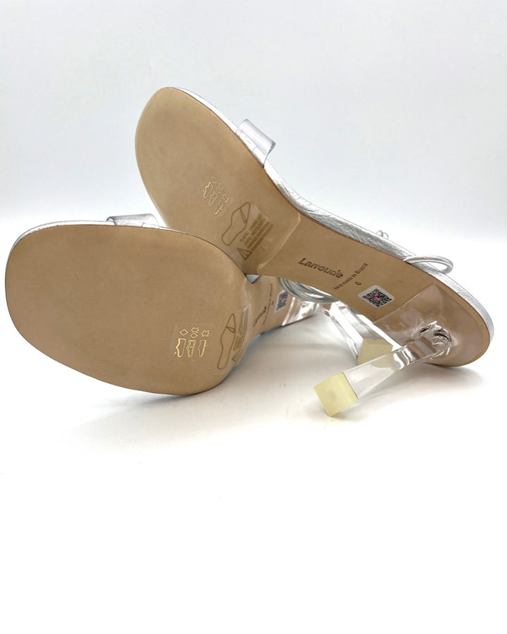 Silver And Clear Lace Up Heel - Size 6