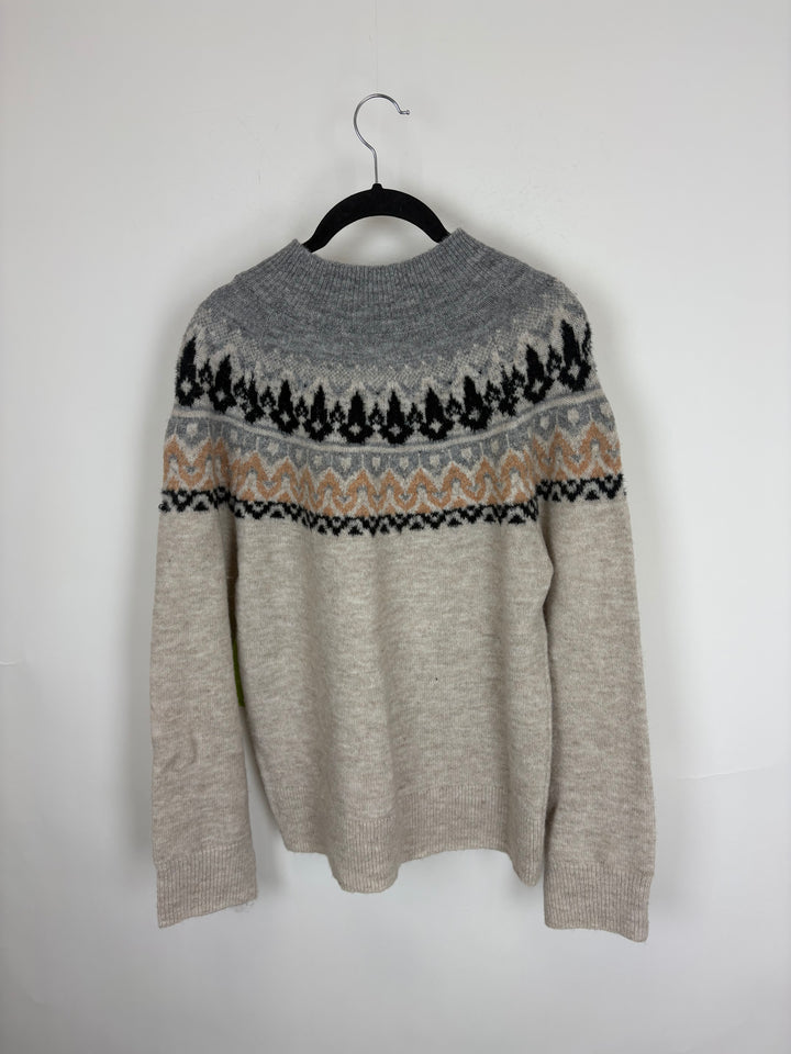 Grey Geometric Long Sleeve Sweater - Size 4/6