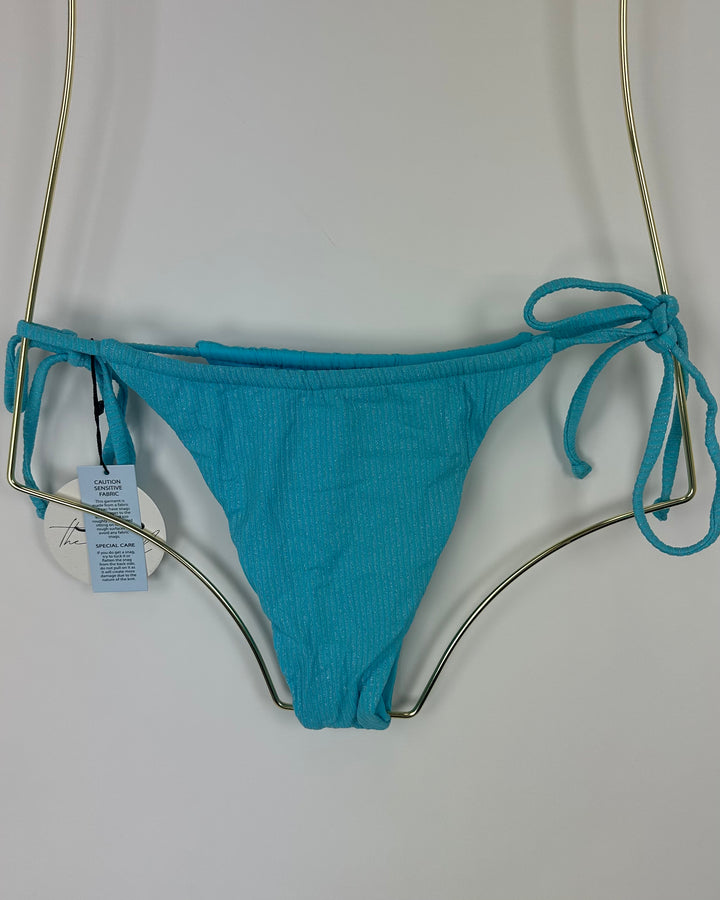 Metallic Blue Ultra Cheeky Side Tie Bikini Bottoms - M, L, XL, XXL