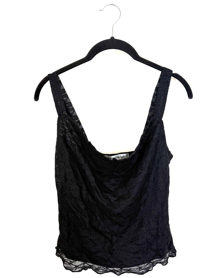 Black Cowl Lace Neck Top - Size 2/4