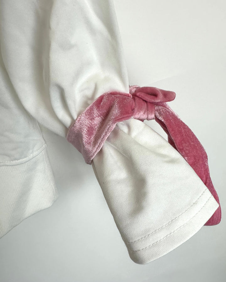 White Rhinestone Bow Heart Sweater - Size 14/16