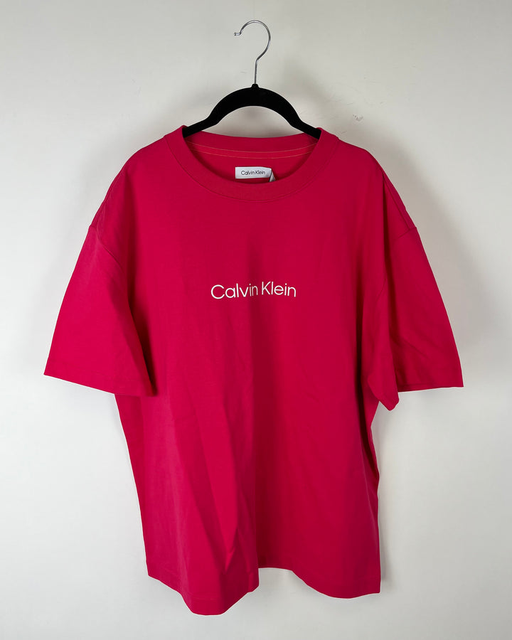 MENS Bright Pink Logo T-Shirt - Medium