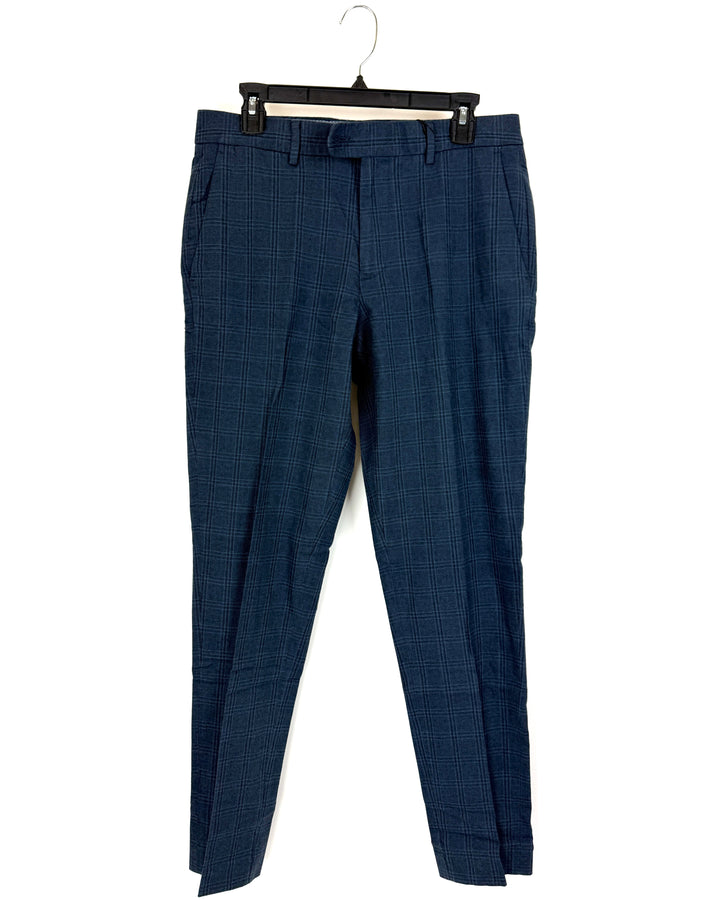 MENS Blue Gray Plaid Dress Pants - Size 32/32 Athletic Fit