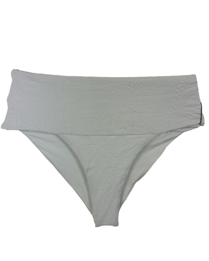 White Embossed Thick Waistband and Fuller Coverage Bikini Bottom - Extra Small and Extra Extra Large