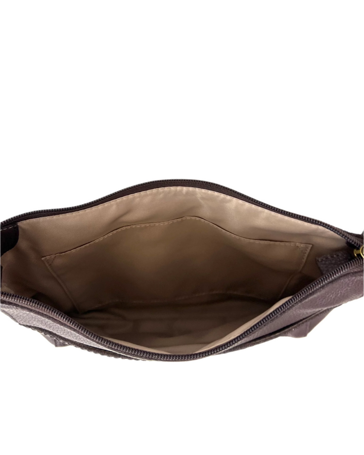 Brown Leather Shoulder Bag With Adjustable Strap