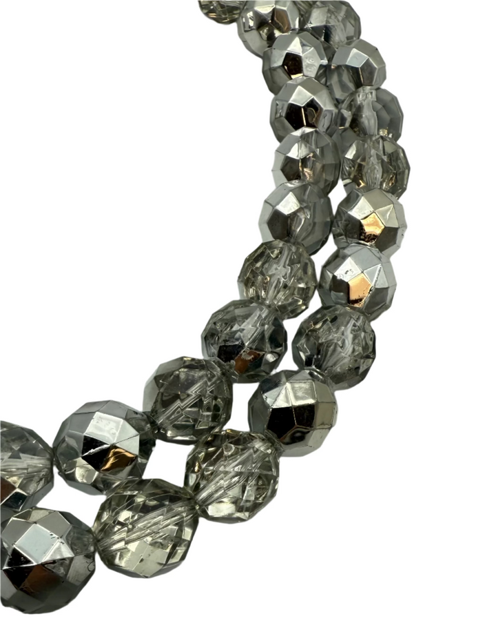 Double Layer Silver Beaded Necklace