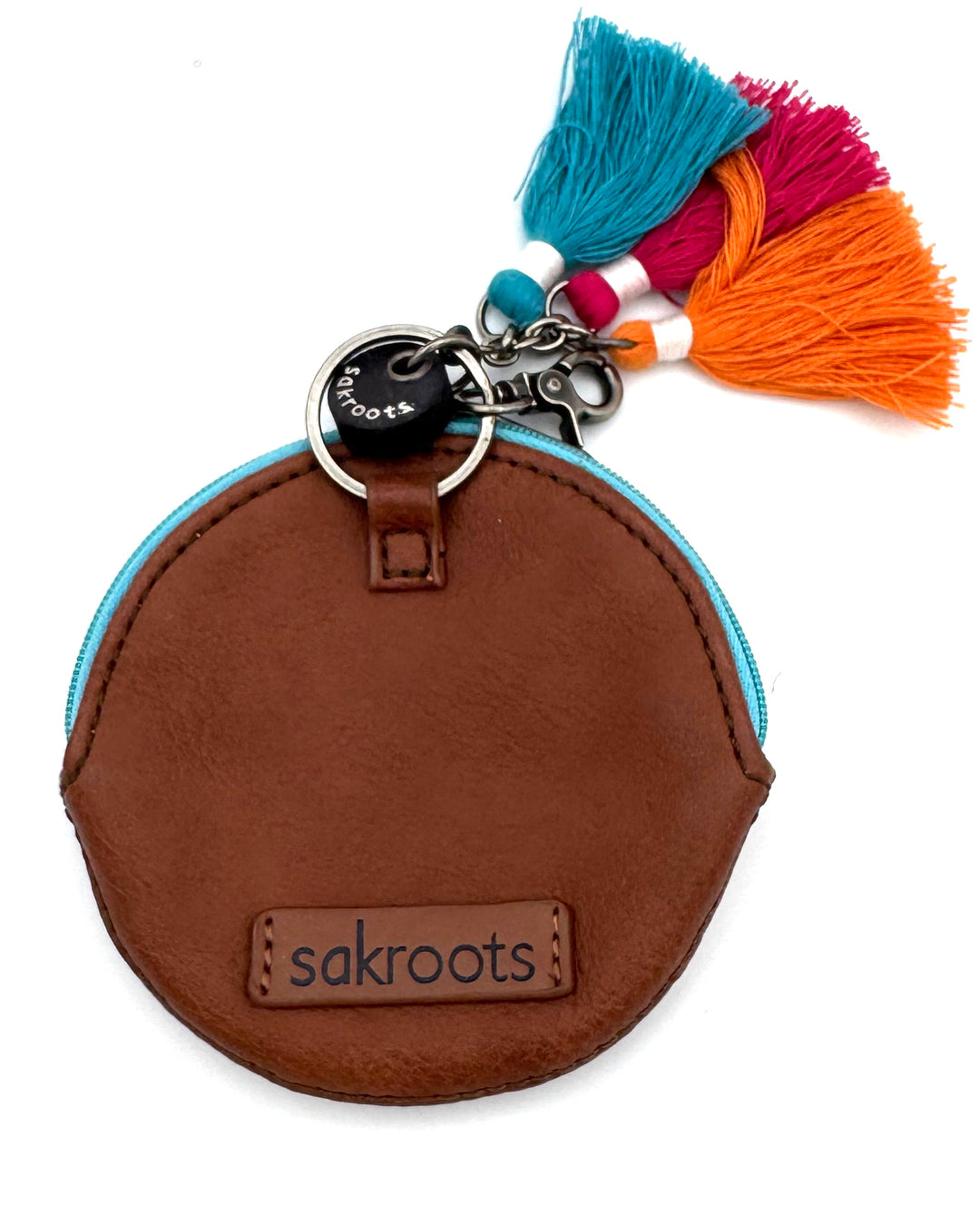 Circular Abstract Elephant Zippered Keychain