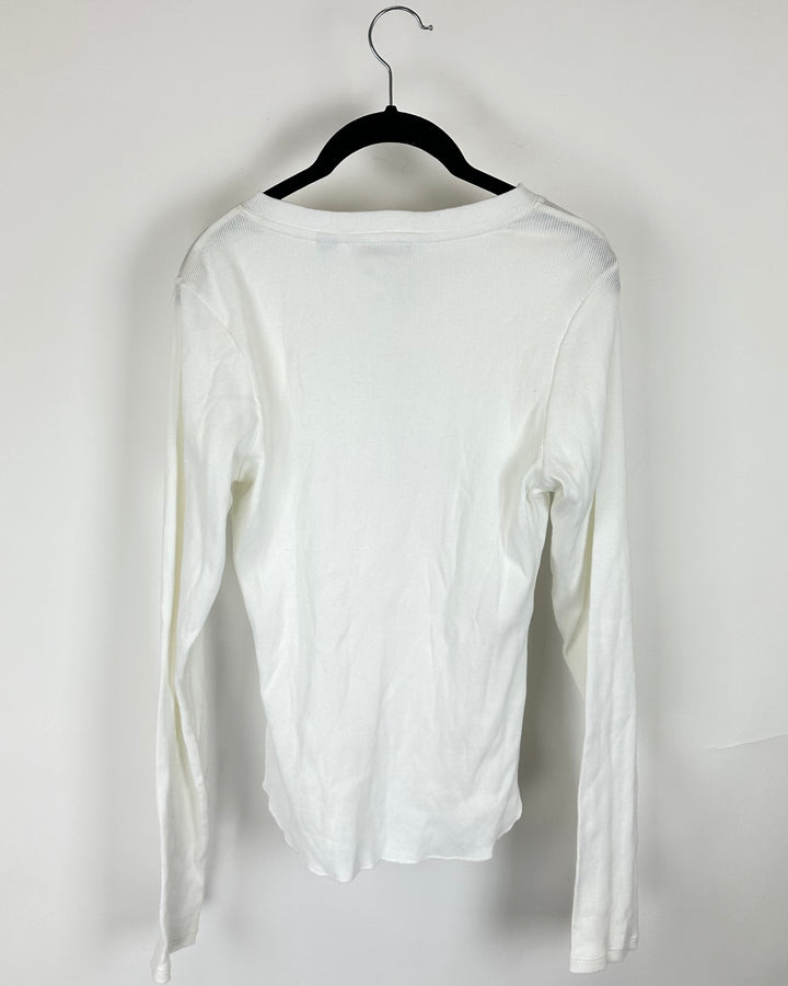 White Henley Top - Small