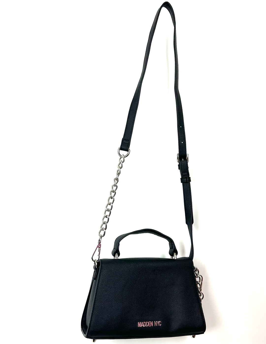 Black Leather Bag With 3D Flower