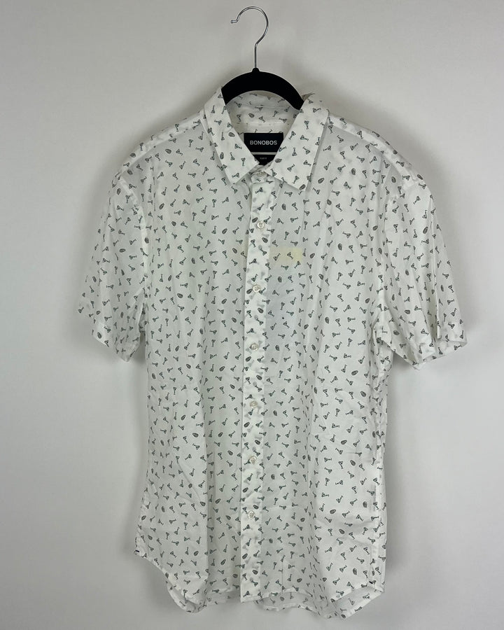 MENS Martini and Oyster White Button-Up - Medium