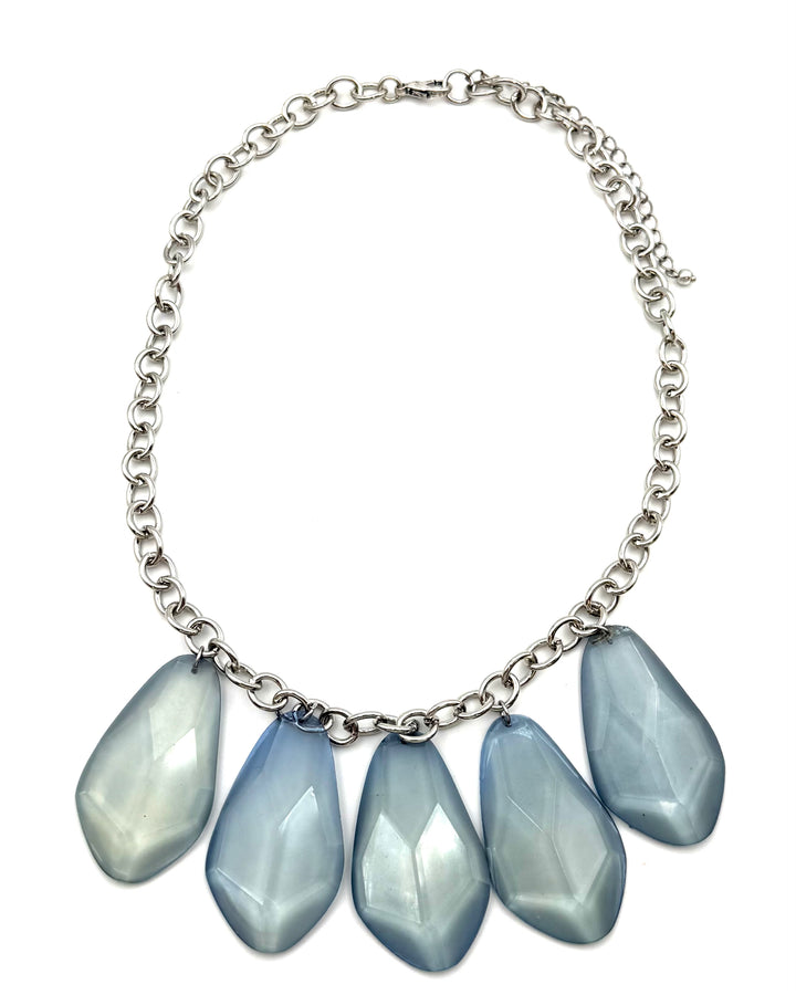 Blue Grey Gemstone Statement Necklace