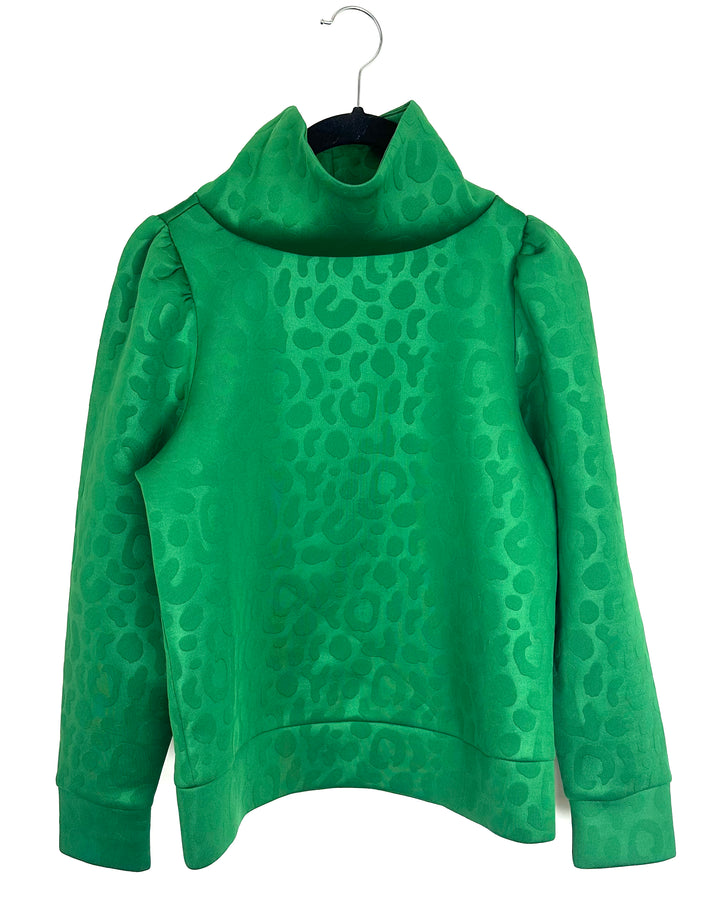 Green Cheetah Scuba High Neck Top - XXS, XS, S