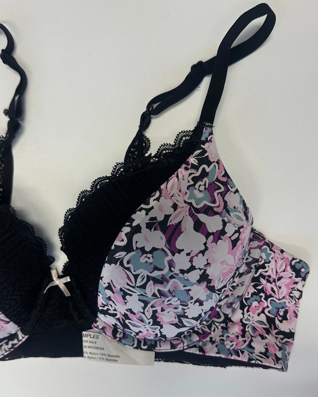 Black & Purple Floral Bra - 34B