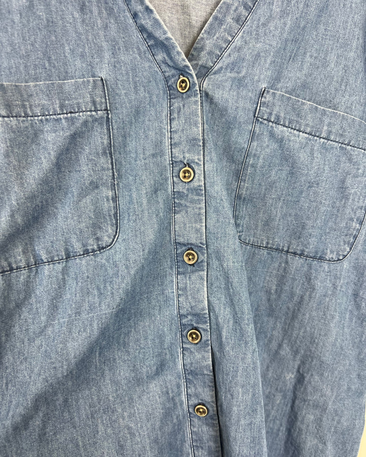 Blue Denim Button Down Dress - Medium