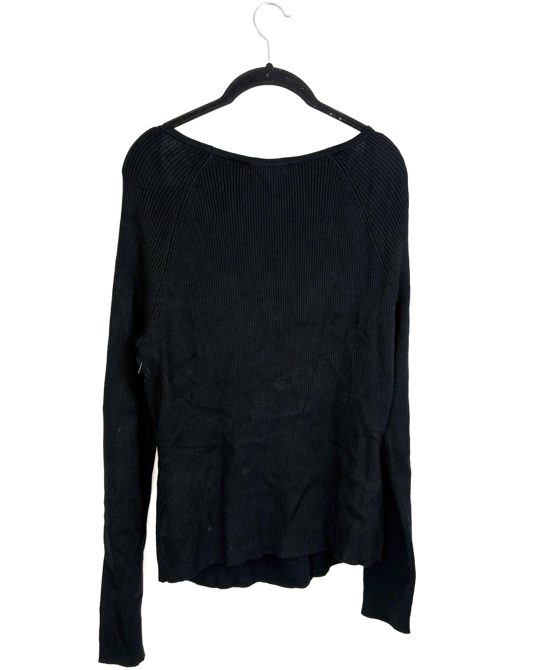 Black Ribbed Long Sleeve Top- 2X