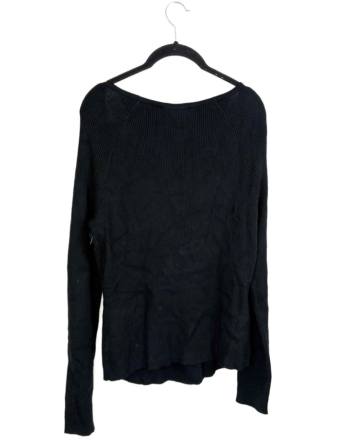Black Ribbed Long Sleeve Top- 2X