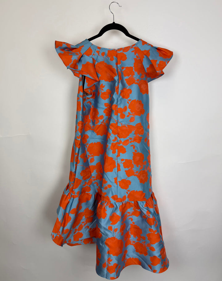 Asymmetrical Orange & Blue Dress - Size 2/4