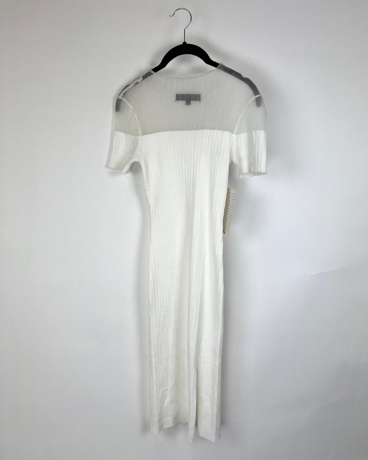 White Ribbed Body Con Dress - Size 2/4