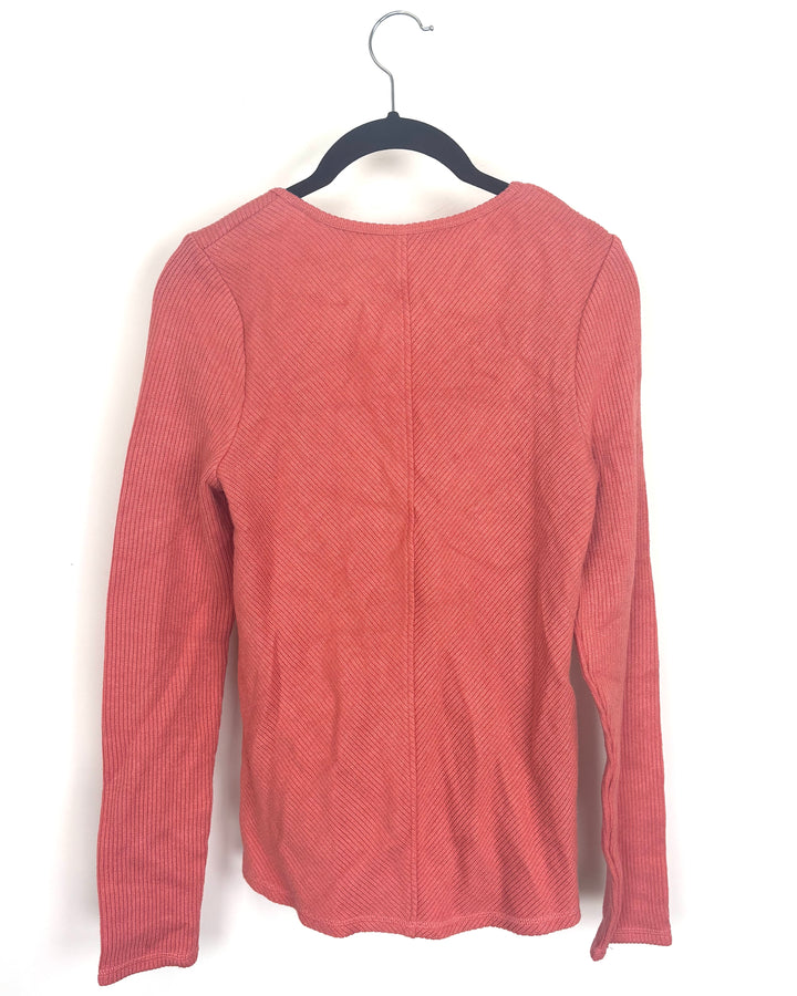 Dark Coral Ribbed Shirt - Size 0/2 and 4/6