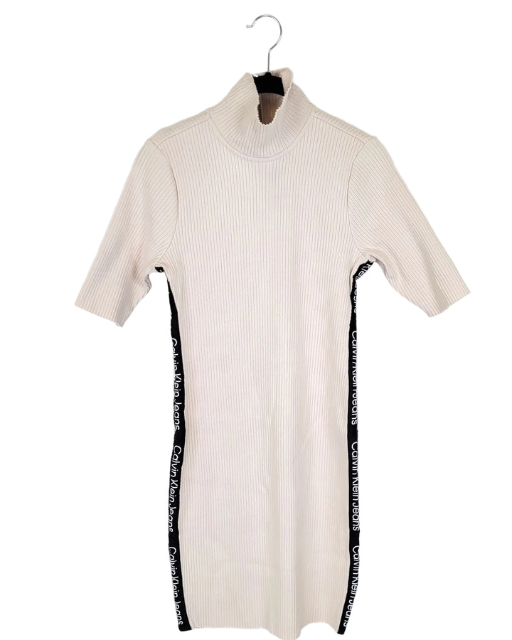 Beige Zip-Up Collar Dress - Size 4/6