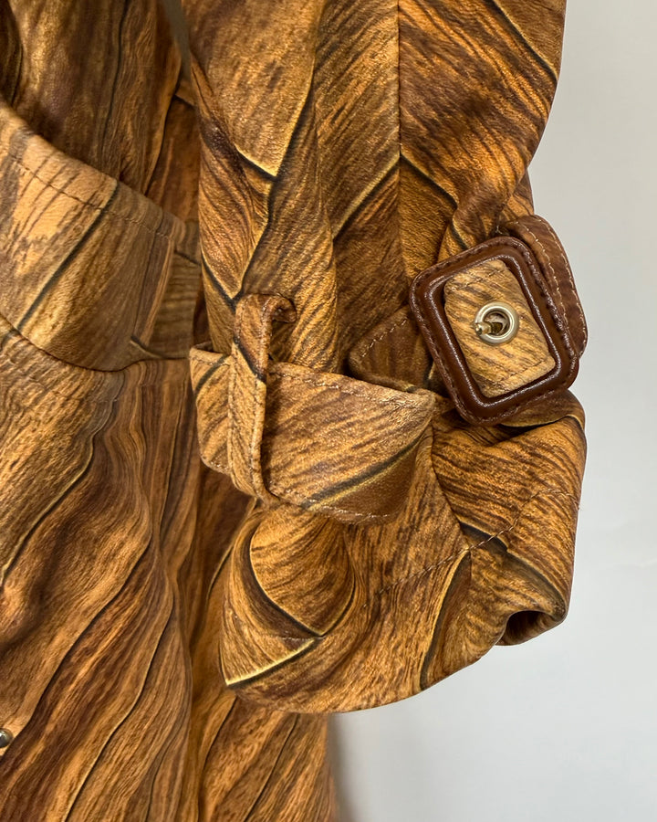 Wooden Print Trench Coat - Size 4/6