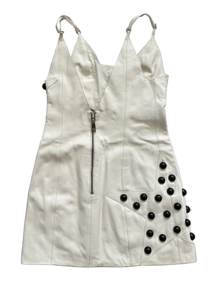 Warm White Leather Star Dress - Size 4 and 6