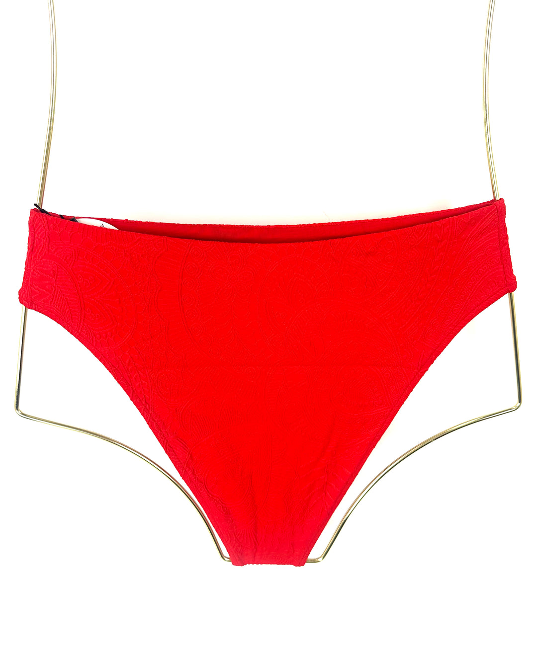 Red Embossed High Waist Bikini Bottom - XS, S and XL