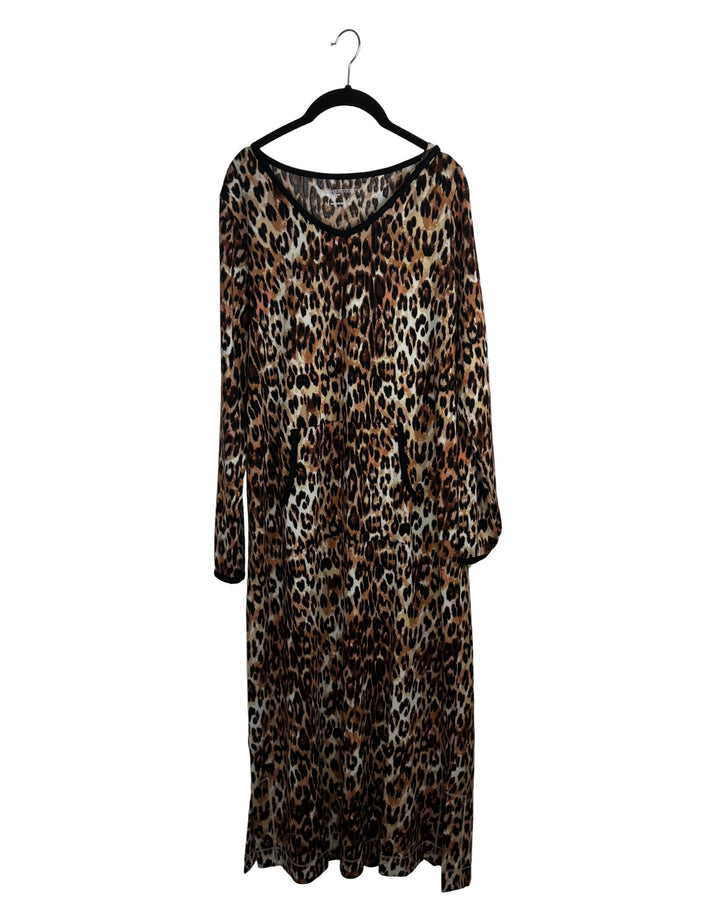 Brown Cheetah Print Lounge Dress - Size 6/8