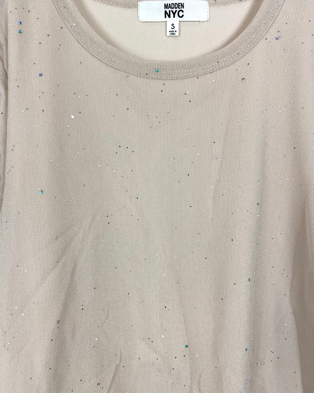 Cream Long Sleeve Sparkle Top - Size 2/4